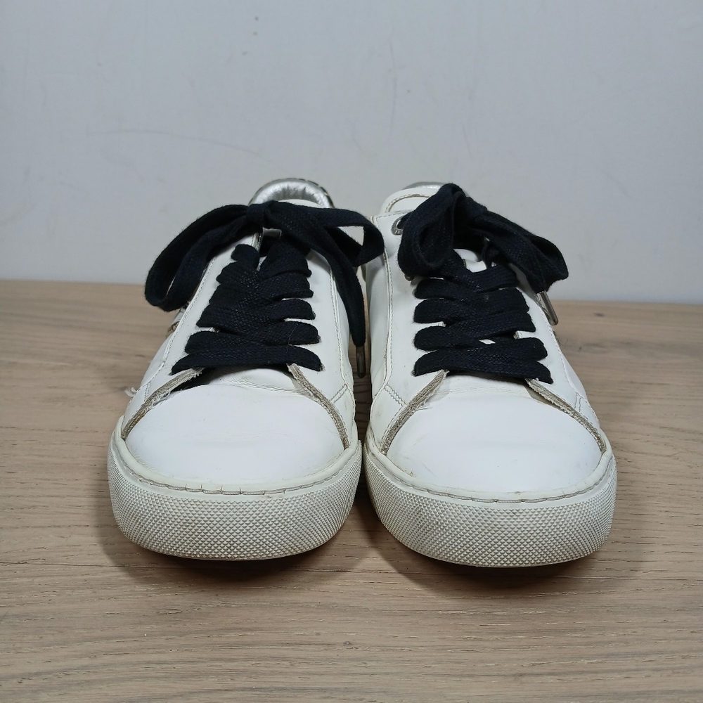 Zadig & Voltaire Paris White Leathe Leopard Print Low Top Sneakers 1597 - Picture 4 of 14